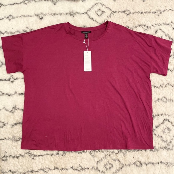NWT Eileen Fisher crew neck boxy tee berry - Picture 6 of 11